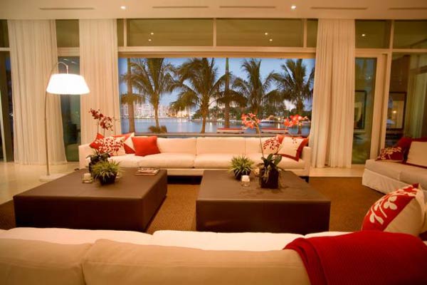 Arquitetura e Decoração de casa em Miami - decoracao sala de estar
 2